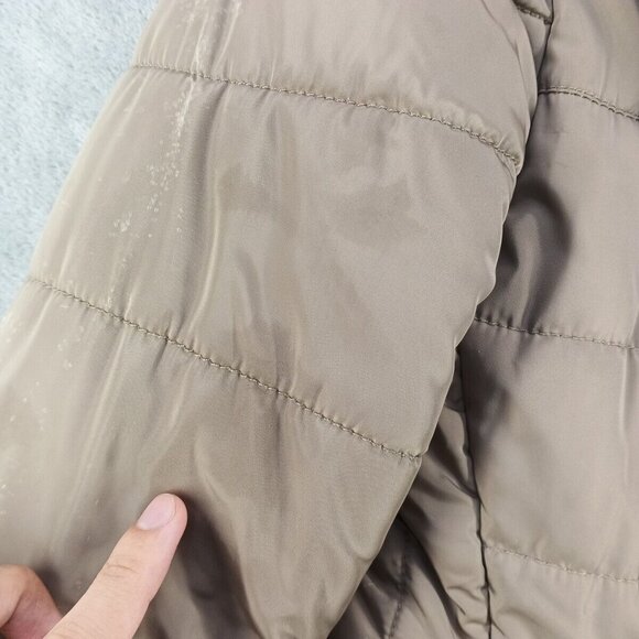 TWO WAY Puffer Jacket Full Zip Size S (4-6) Hidden Hoodie Collared Zip Pockets - Picture 8 of 16